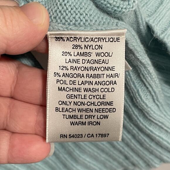 Y2K Old Navy Womens Preppy Fitted Sweater Size Small Blue Angora Wool Blend - Picture 5 of 6